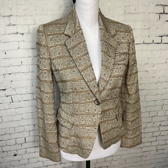 Jones New York Petite Womens Tan Bronze Blazer Business Jacket Size 4P U1 - Picture 3 of 12